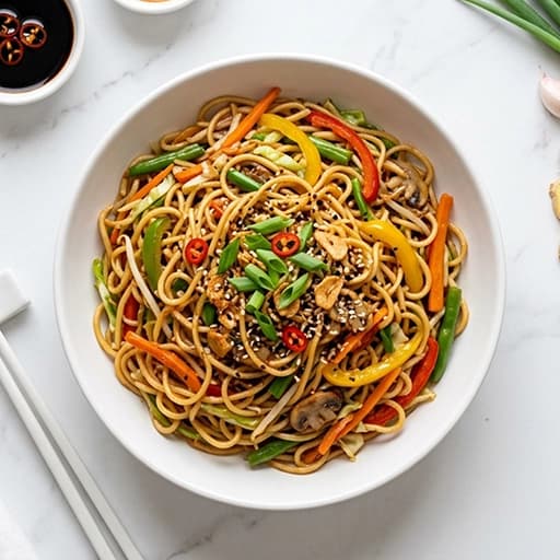 Hakka Noodles (Veg) cooked by a ChefKart chef