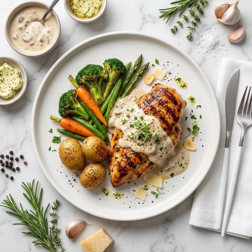 Chicken Steak With White Sauce