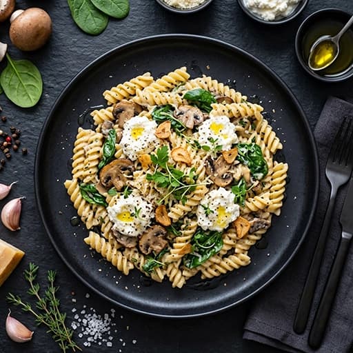 Mushroom & Spinach Pasta with Ricotta